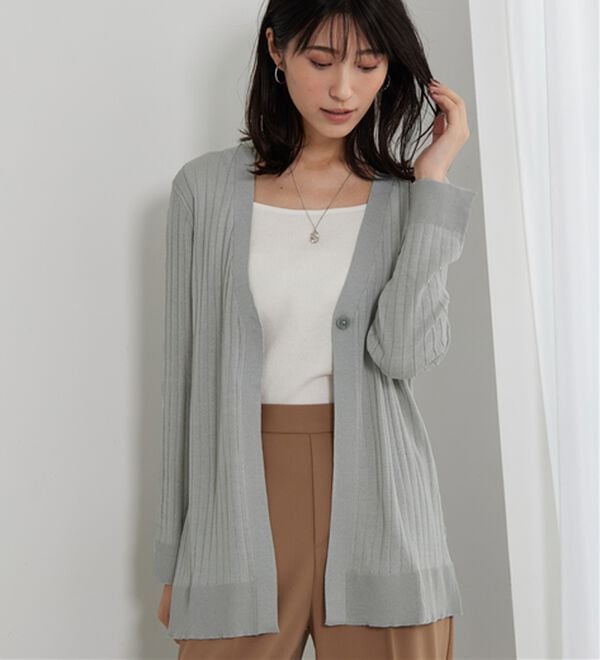 BELLUNA（ベルーナ）の「【店舗・ネット限定】リブ使いボタンデザインカーディガン（ニットカーディガン）」｜詳細画像