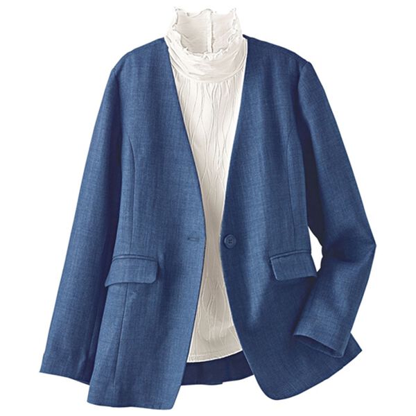 BELLUNA（ベルーナ）の「＜楽スタフィット＞ツイード調ノーカラージャケット（ノーカラージャケット）」｜詳細画像