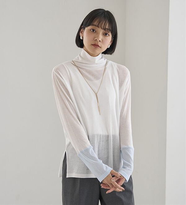 BELLUNA（ベルーナ）の「綿１００％配色シアープルオーバー（カットソー）」｜詳細画像
