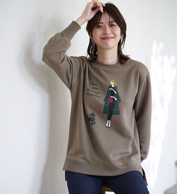 BELLUNA（ベルーナ）の「【毛玉になりにくい】あったかキレイ！大人のプリントトレーナー（トレーナー・スウェット）」｜詳細画像