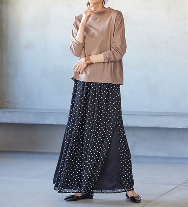 RANAN（ラナン）の「ひんやり！サイドスリットシフォンパンツ（フルレングスパンツ）」｜詳細画像