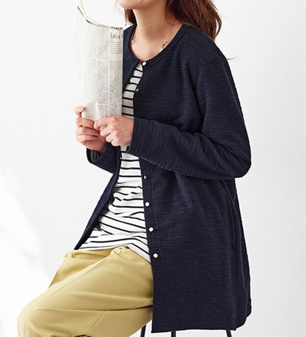 BELLUNA（ベルーナ）の「ツイード調カーデ&times;ボーダーアンサンブル（アンサンブル）」｜詳細画像