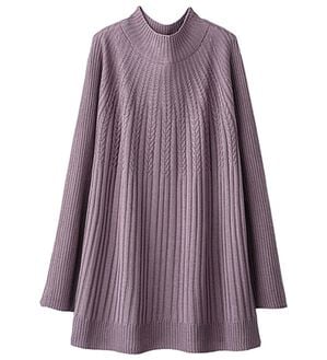 BELLUNA（ベルーナ）の「＜日本製＞ホールガーメントケーブル柄フレアーチュニック（チュニック）」｜ラベンダー