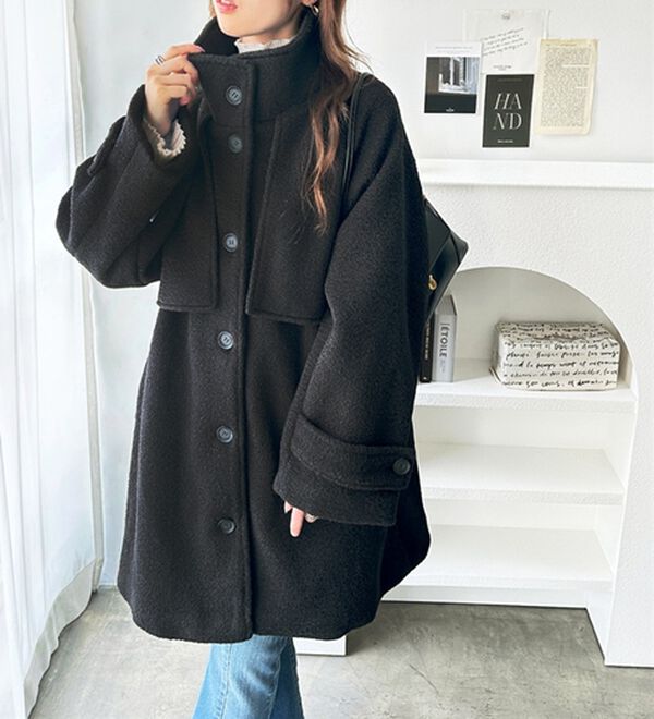 GeeRA（ジーラ）の「リングウールライクスタンドカラーコート（ハーフコート）」｜詳細画像