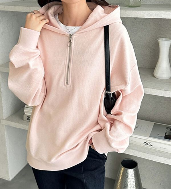 GeeRA（ジーラ）の「ハーフジップワッフルパーカー（パーカー）」｜詳細画像