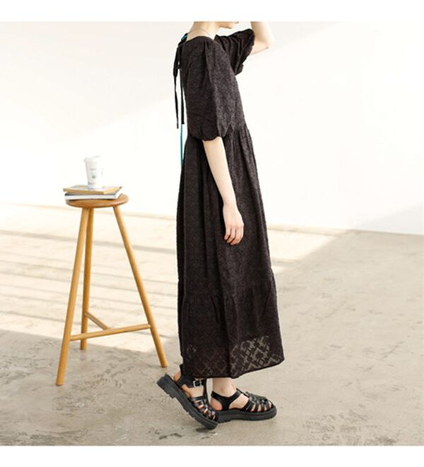 ジャカードパフスリーブワンピース - ベルーナ【公式】