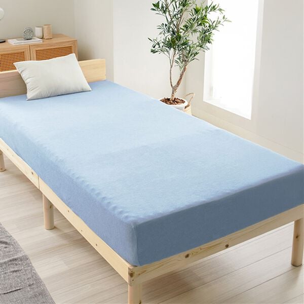 iellio（イエリオ）の「ぐーんと伸びてぴったりフィットシーツ（敷布団カバー・シーツ）」｜タオルブルー