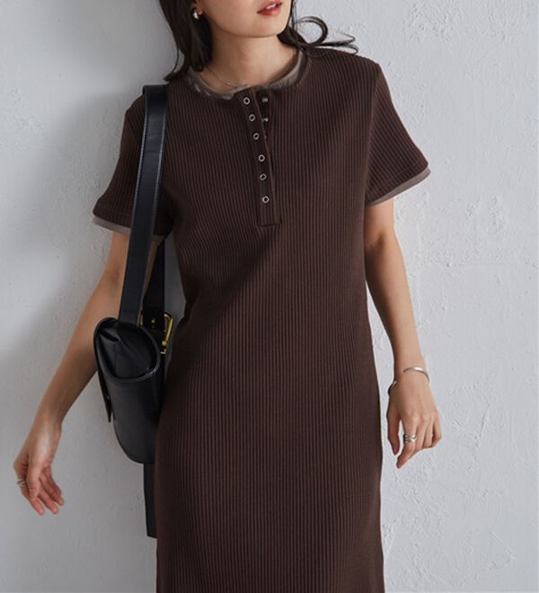 RANAN（ラナン）の「レイヤードヘンリーネックリブワンピース（カットソーワンピース）」｜詳細画像