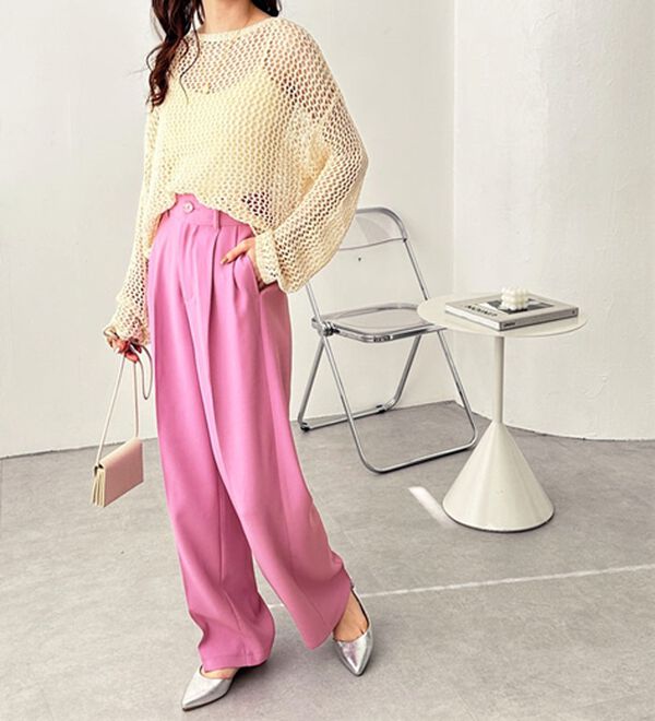 GeeRA（ジーラ）の「ハイウエストスラックスパンツ（ワイドパンツ・ガウチョ）」｜詳細画像