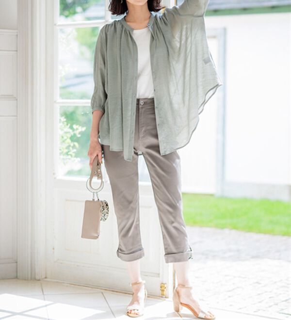 BELLUNA（ベルーナ）の「スラブ素材ギャザーデザインブラウス（ブラウス）」｜詳細画像