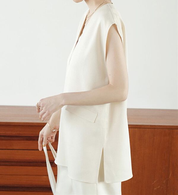 GeeRA（ジーラ）の「リネンライクスラブプルオーバーベスト（ベスト）」｜詳細画像