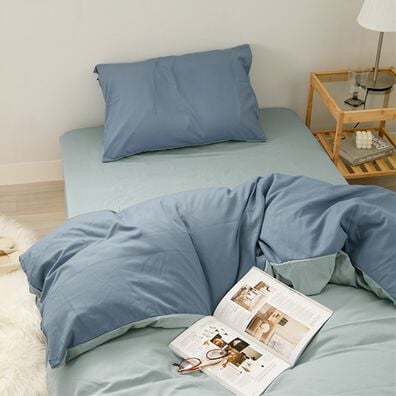 iellio（イエリオ）の「【８日間限定価格】防ダニカラフルリバーシブル布団カバーリング＜掛布団カバー・ボックスシーツ・枕カバー・オールシーズン＞（敷布団カバー・シーツ）」