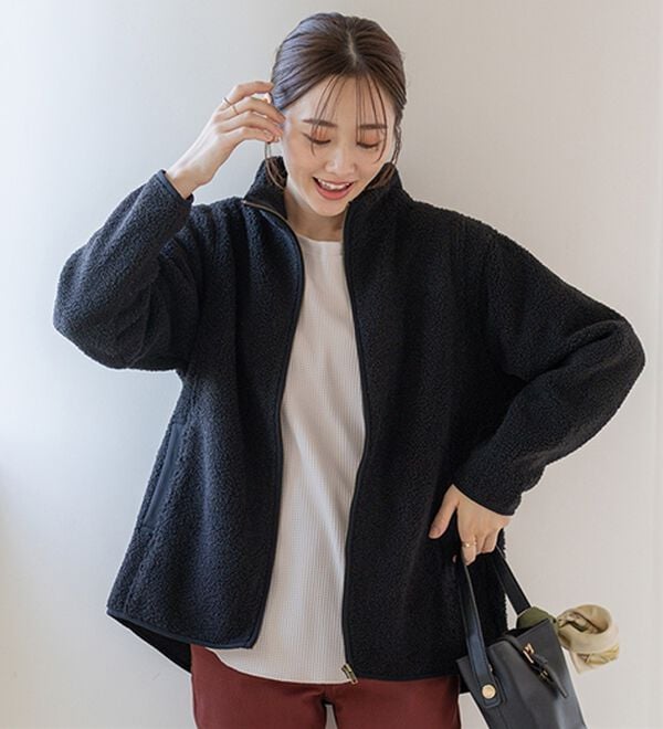 BELLUNA（ベルーナ）の「裏フリースボア素材スタンドネックブルゾン（ブルゾン）」｜詳細画像