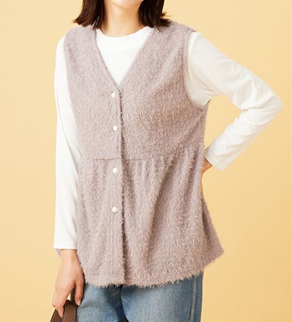 BELLUNA（ベルーナ）の「【2点セット】ラメシャギー素材ベストアンサンブル（アンサンブル）」｜詳細画像