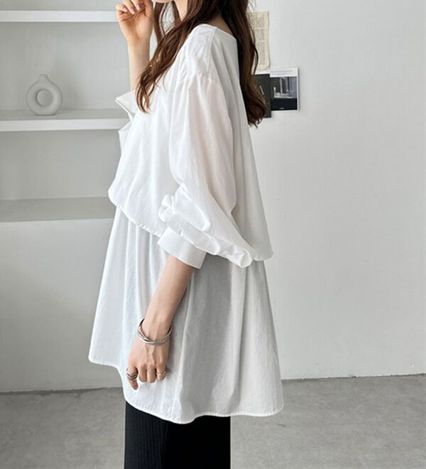 GeeRA（ジーラ）の「羽織にもなる！ペプラムシャツチュニック（チュニック）」｜詳細画像