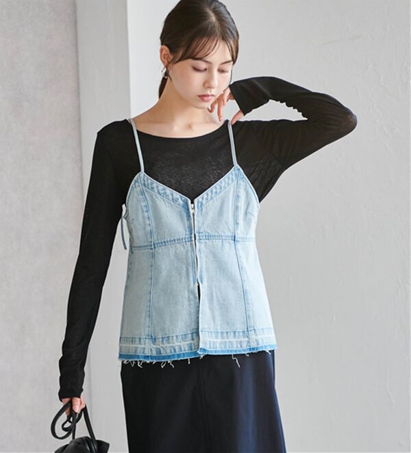 RANAN（ラナン）の「デニム素材キャミビスチェ（タンクトップ・キャミソール）」｜詳細画像