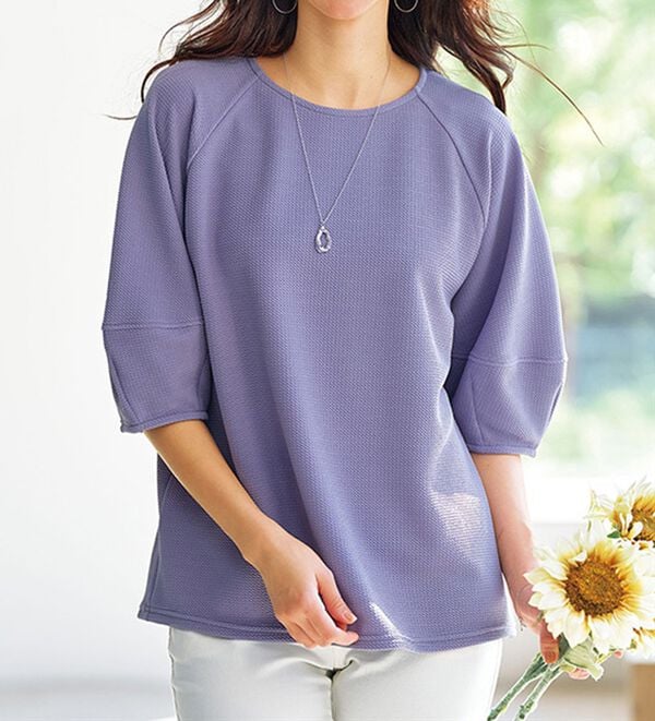 BELLUNA（ベルーナ）の「ポコポコ素材ランタンスリーブプルオーバー（カットソー）」｜詳細画像