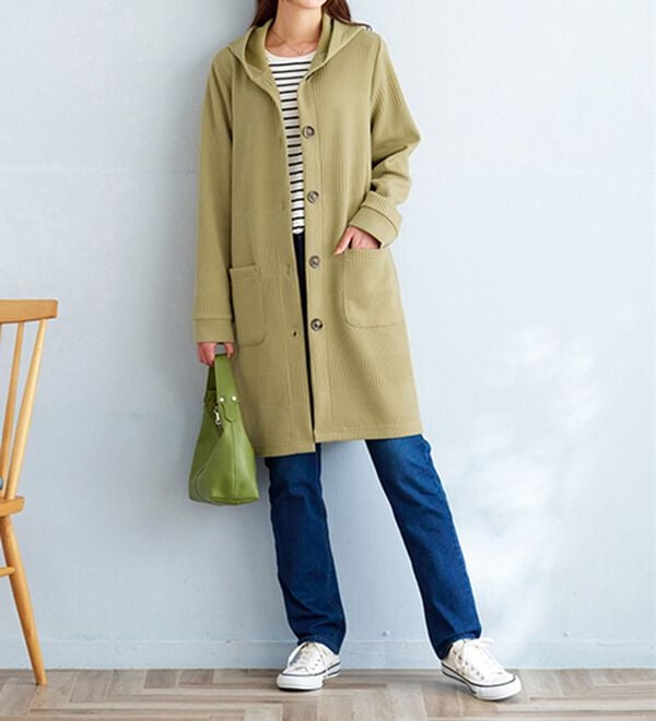 BELLUNA（ベルーナ）の「ボーダージャカード素材フードカーディガン（その他ジャケット）」｜詳細画像