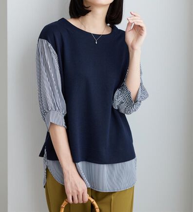 BELLUNA（ベルーナ）の「ラメ調素材シャツフェイクチュニック（チュニック）」