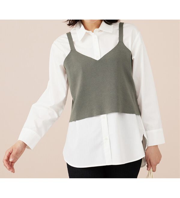 BELLUNA（ベルーナ）の「ニットビスチェ&times;シャツアンサンブル（アンサンブル）」｜詳細画像