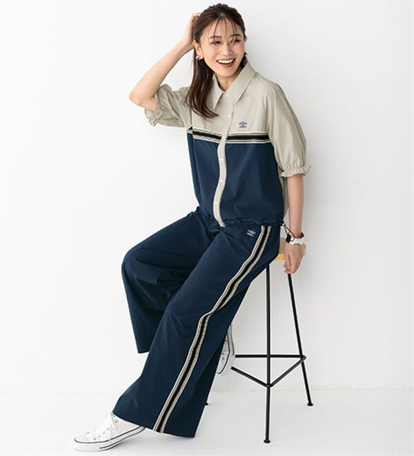 BELLUNA（ベルーナ）の「【ＵＭＢＲＯ】ライン切替ナイロンシャツ（シャツ）」｜詳細画像