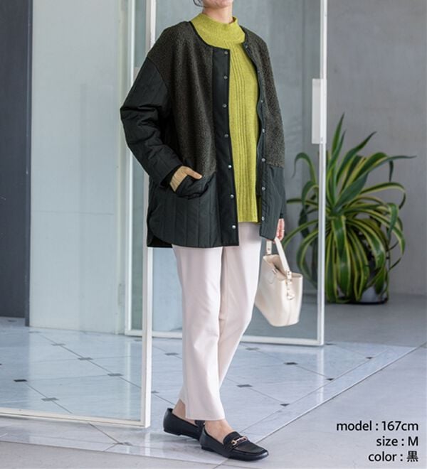 BELLUNA（ベルーナ）の「ボア切替キルトデザインミドル丈コート（ハーフコート）」｜詳細画像