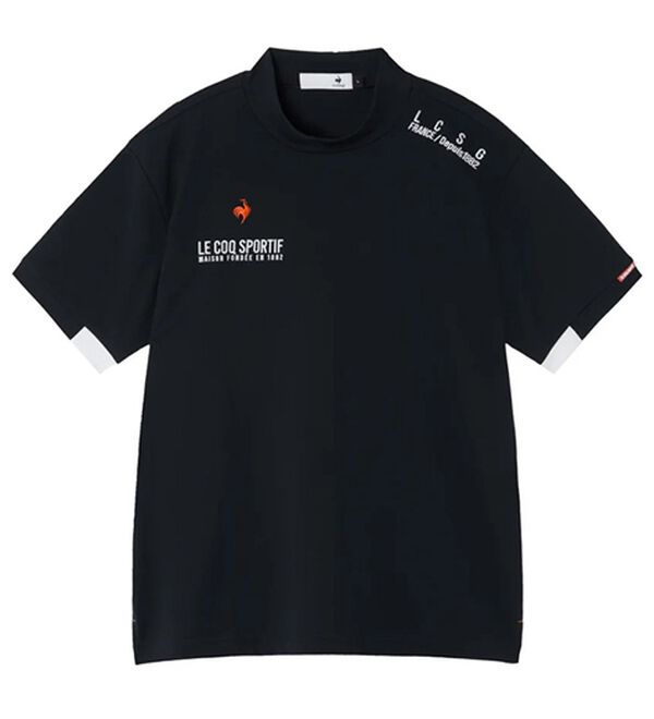 「＜ルコック＞ゴルフ　マーキングデザイン半袖モックネックシャツ（メンズシャツ）」｜ネイビー