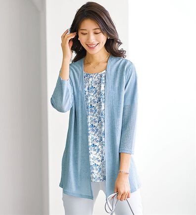 BELLUNA（ベルーナ）の「シフォンプリントカーディガンアンサンブル（アンサンブル）」