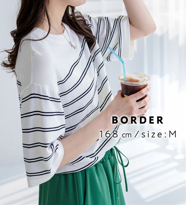 BELLUNA（ベルーナ）の「【快適Ｌａｂ．】シャリ冷！洗える多機能ニットＴシャツ（ニット・セーター）」｜詳細画像