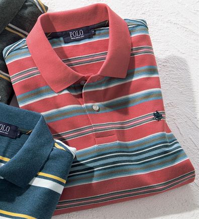 「＜ポロ・ビーシーエス＞ランダムボーダーポロシャツ（メンズポロシャツ）」