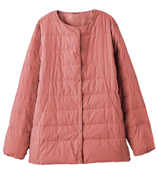 BELLUNA（ベルーナ）の「フレンチダウン使いノーカラージャケット（ショートコート）」｜ピンク