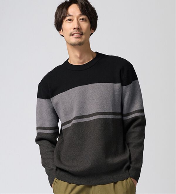 REMEN'S（リメンズ）の「【洗える】やわらかタッチボーダークルーネックセーター（メンズニット・セーター）」｜詳細画像