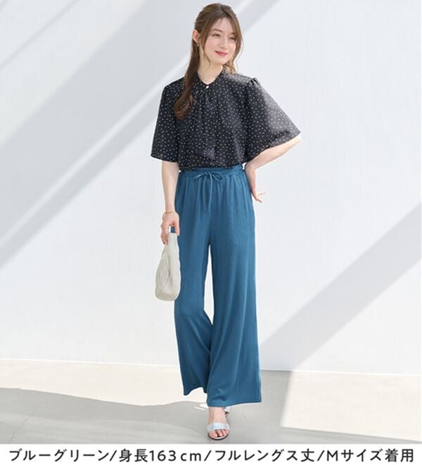 alotta（アロッタ）の「【選べる丈】のびのびストレッチリブワイドパンツ（クロップドパンツ）」｜詳細画像