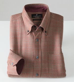 「着脱簡単！洗えるウールブレンドシャツ（メンズシャツ）」｜オレンジ系