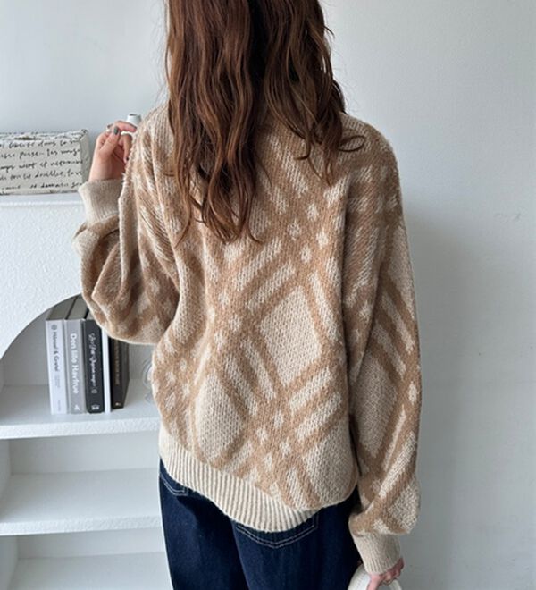 GeeRA（ジーラ）の「モヘアライクチェック柄ニットプルオーバー（ニット・セーター）」｜詳細画像