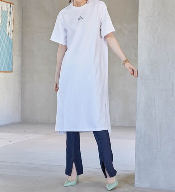 RANAN（ラナン）の「ひんやり！デニム調スリットパンツ（フルレングスパンツ）」｜詳細画像