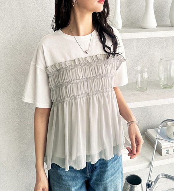 GeeRA（ジーラ）の「シアービスチェドッキングＴシャツ（カットソー）」｜詳細画像