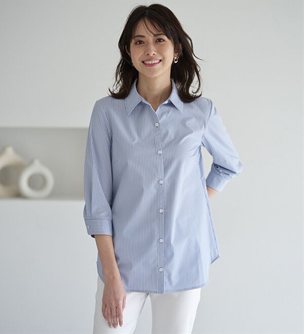 BELLUNA（ベルーナ）の「【選べる袖丈】洗える！ストレッチイージーケアシャツ（シャツ）」｜詳細画像