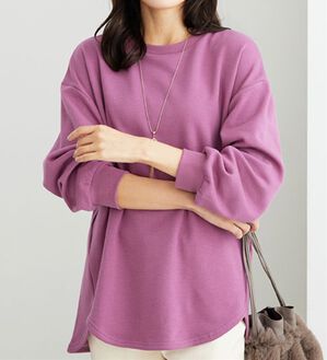 BELLUNA（ベルーナ）の「ふわふわ裏ファーゆったりプルオーバー（カットソー）」｜ローズピンク