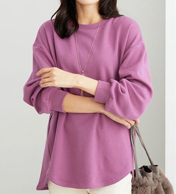 BELLUNA（ベルーナ）の「ふわふわ裏ファーゆったりプルオーバー（カットソー）」｜ローズピンク