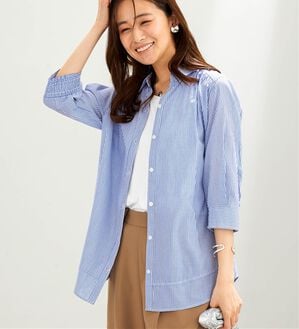 BELLUNA（ベルーナ）の「サラリ快適！ギャザー使いシャツチュニック（チュニック）」｜詳細画像