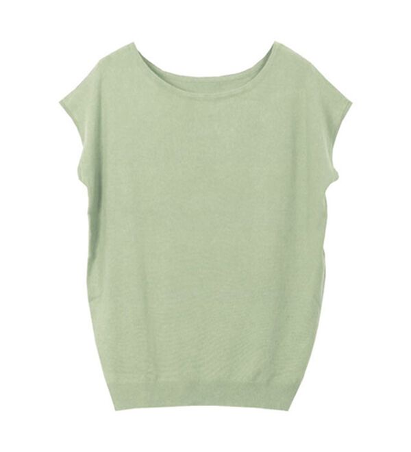 Pierrot（ピエロ）の「【選べる２ネック】シルクタッチフレンチスリーブニット（ニット・セーター）」｜詳細画像