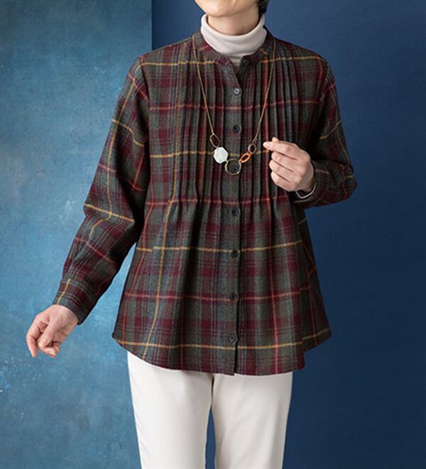 ルフラン（ルフラン）の「日本製　尾州ウール混ピンタックブラウス（ブラウス）」｜詳細画像