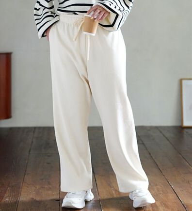 A HAPPY MARILYN（アハッピーマリリン）の「【選べる丈】裏フリースで家でも外でもあったか ふっくら コーデュロイ イージー ワイドパンツ（ワイドパンツ・ガウチョ）」