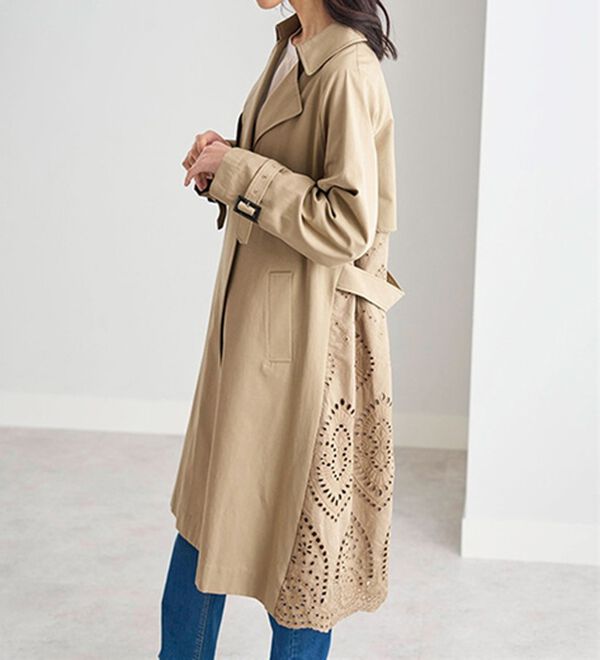 BELLUNA（ベルーナ）の「バックレースデザイン華やぎトレンチコート（ロングコート）」｜詳細画像