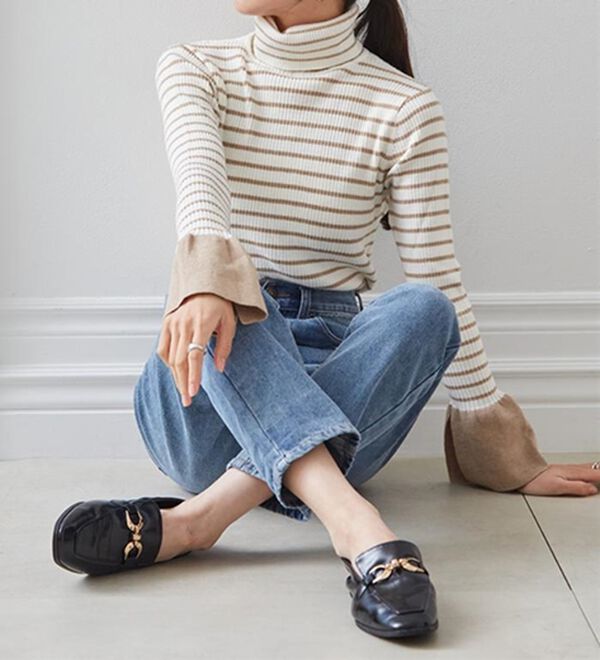 RANAN（ラナン）の「＜ムースタッチ＞洗える！バイカラータートルリブニット（ニット・セーター）」｜詳細画像