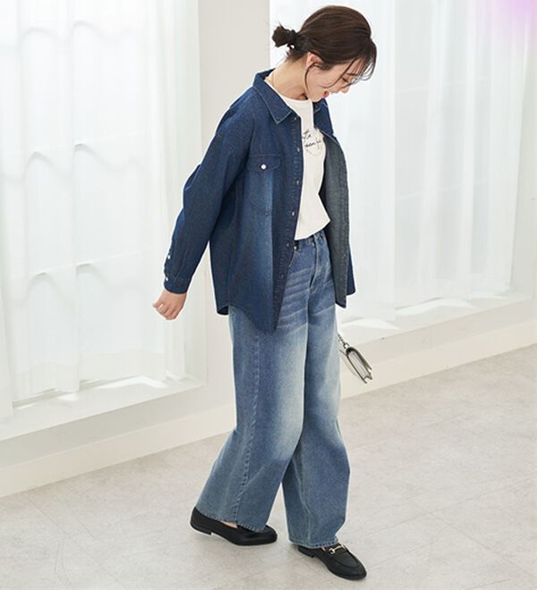 BELLUNA（ベルーナ）の「オシャレに見えるカーブデニムパンツ（ワイドパンツ・ガウチョ）」｜詳細画像