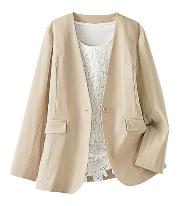 BELLUNA（ベルーナ）の「カジュアルコーデにきちんと感を！ノーカラージャケット（ノーカラージャケット）」｜詳細画像