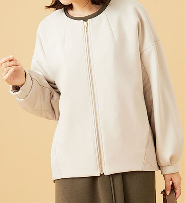 BELLUNA（ベルーナ）の「中わたキルト切替ノーカラージャケット（ノーカラージャケット）」｜詳細画像