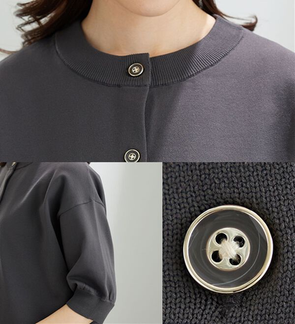 BELLUNA（ベルーナ）の「【快適Ｌａｂ．】洗える！軽い！５分袖ニットカーディガン（ニットカーディガン）」｜詳細画像